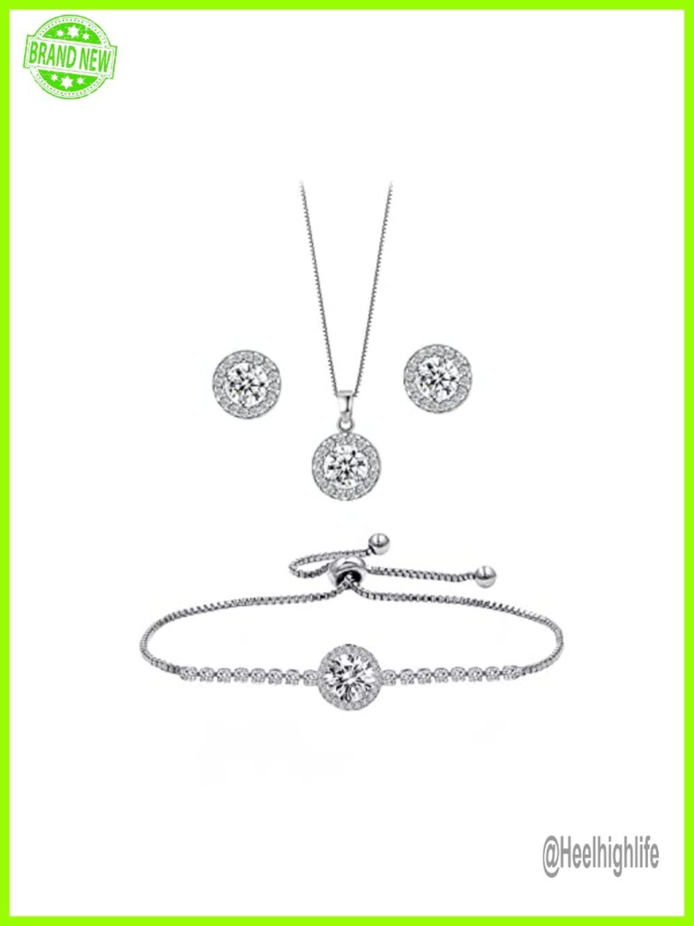 Cubic Zirconia Wedding Jewelry Set Gold Plated Copper Bride